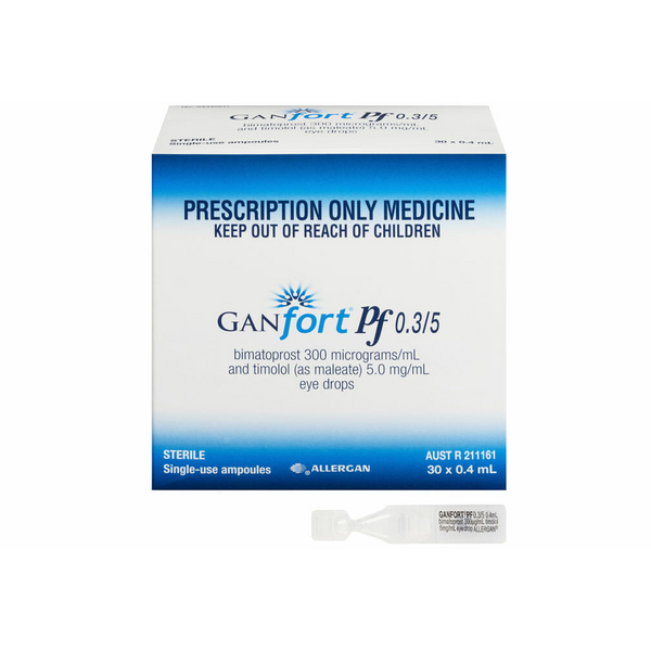 GANFORT PF Bimatoprost / Timolol Maleate 300mcg / 5mg per mL Ophthalmic Drops 0.4mL 30's price